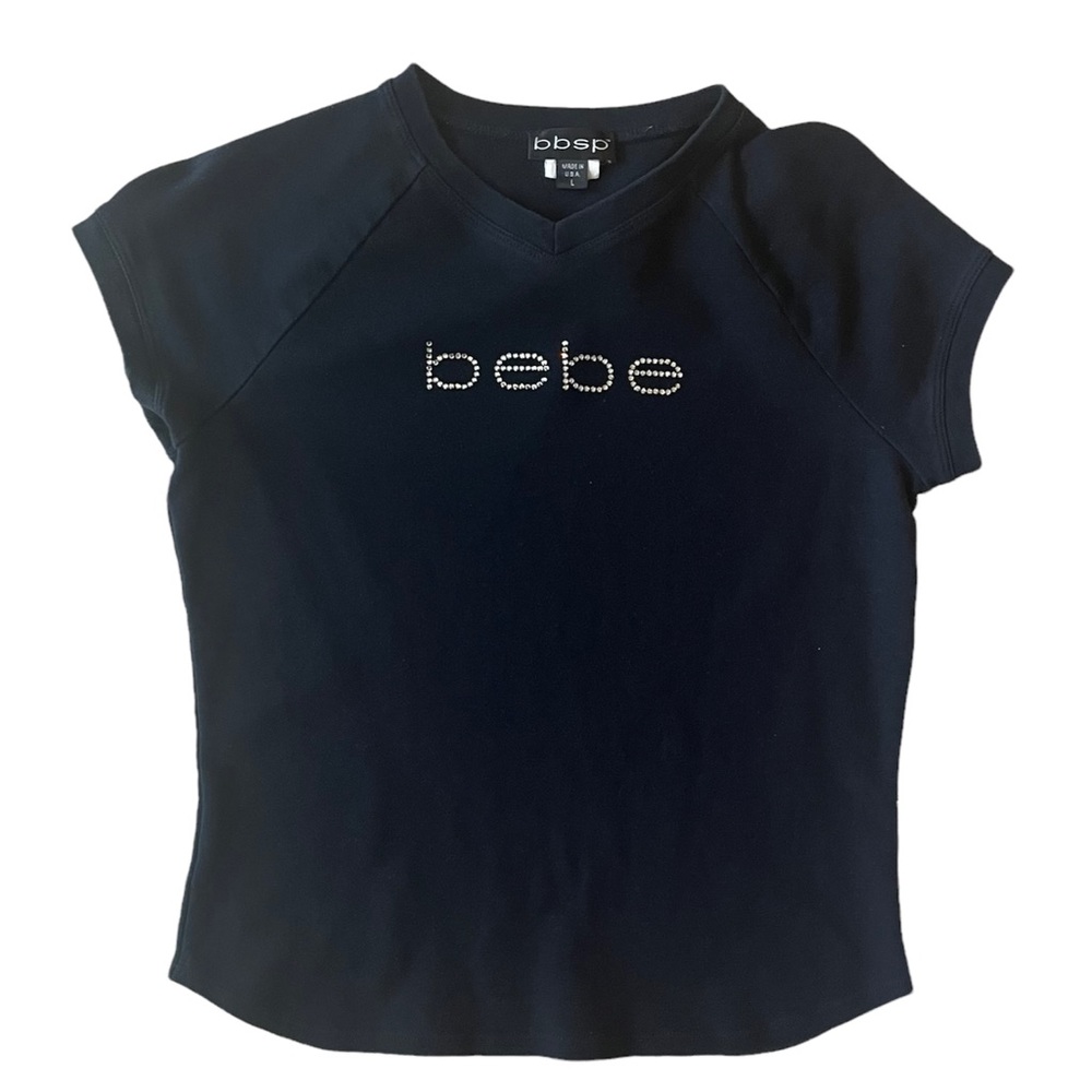 black bejeweled bebe baby tee size large